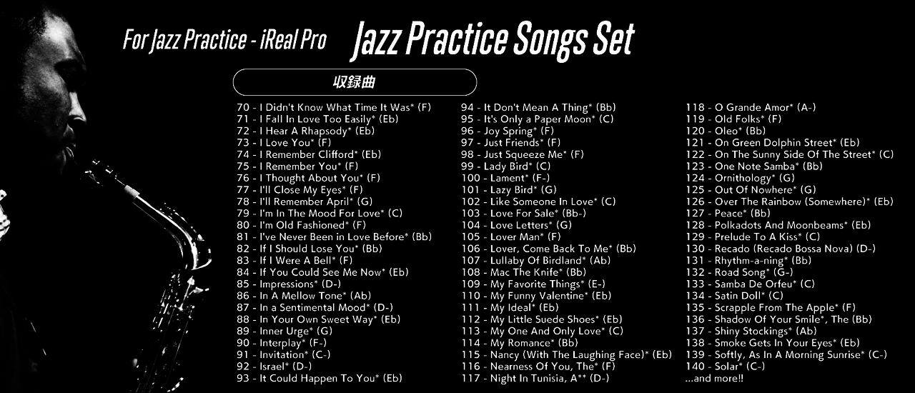 ireal pro jazz standard charts