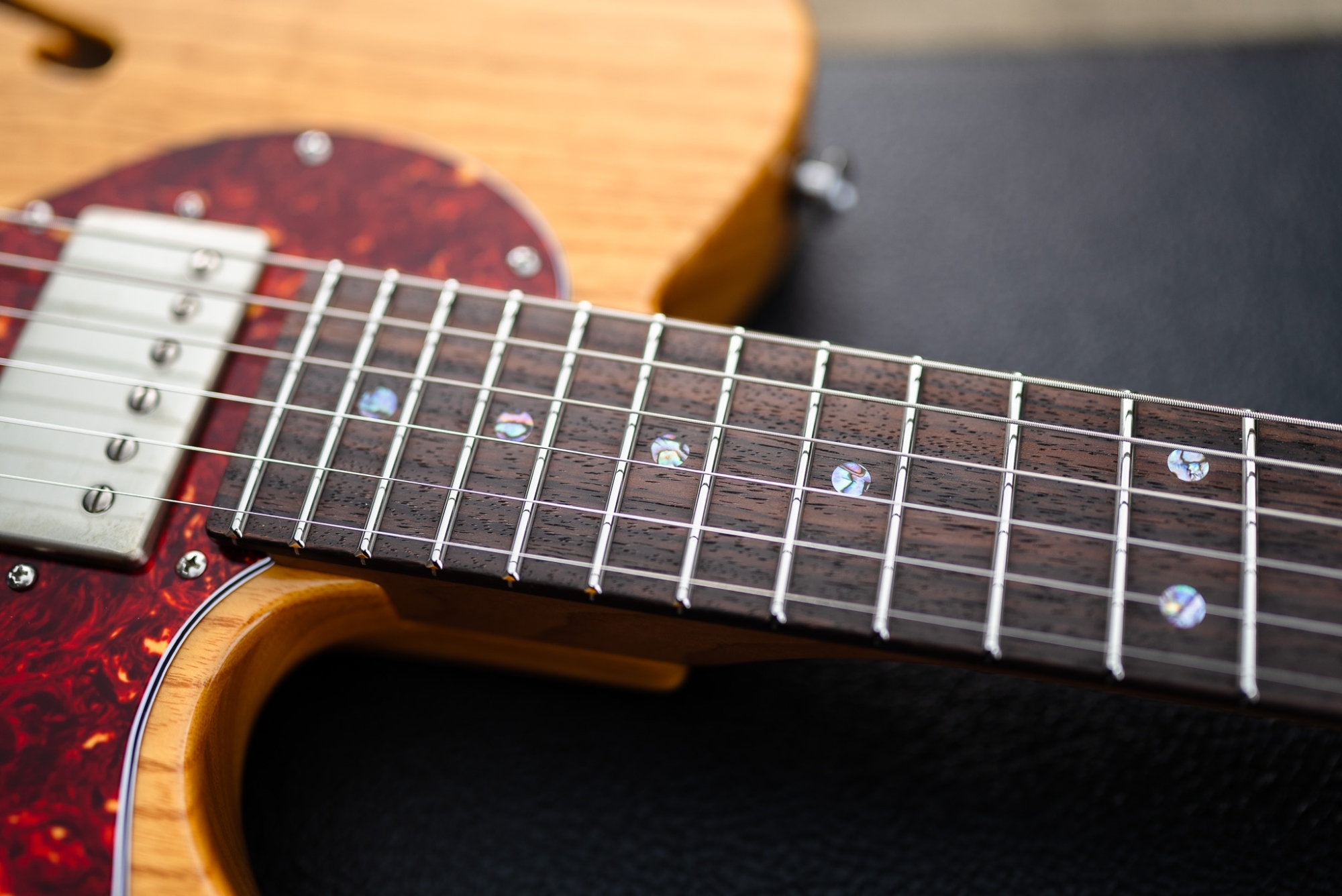 アバロン貝のポジションマーク&ステンレスフレット